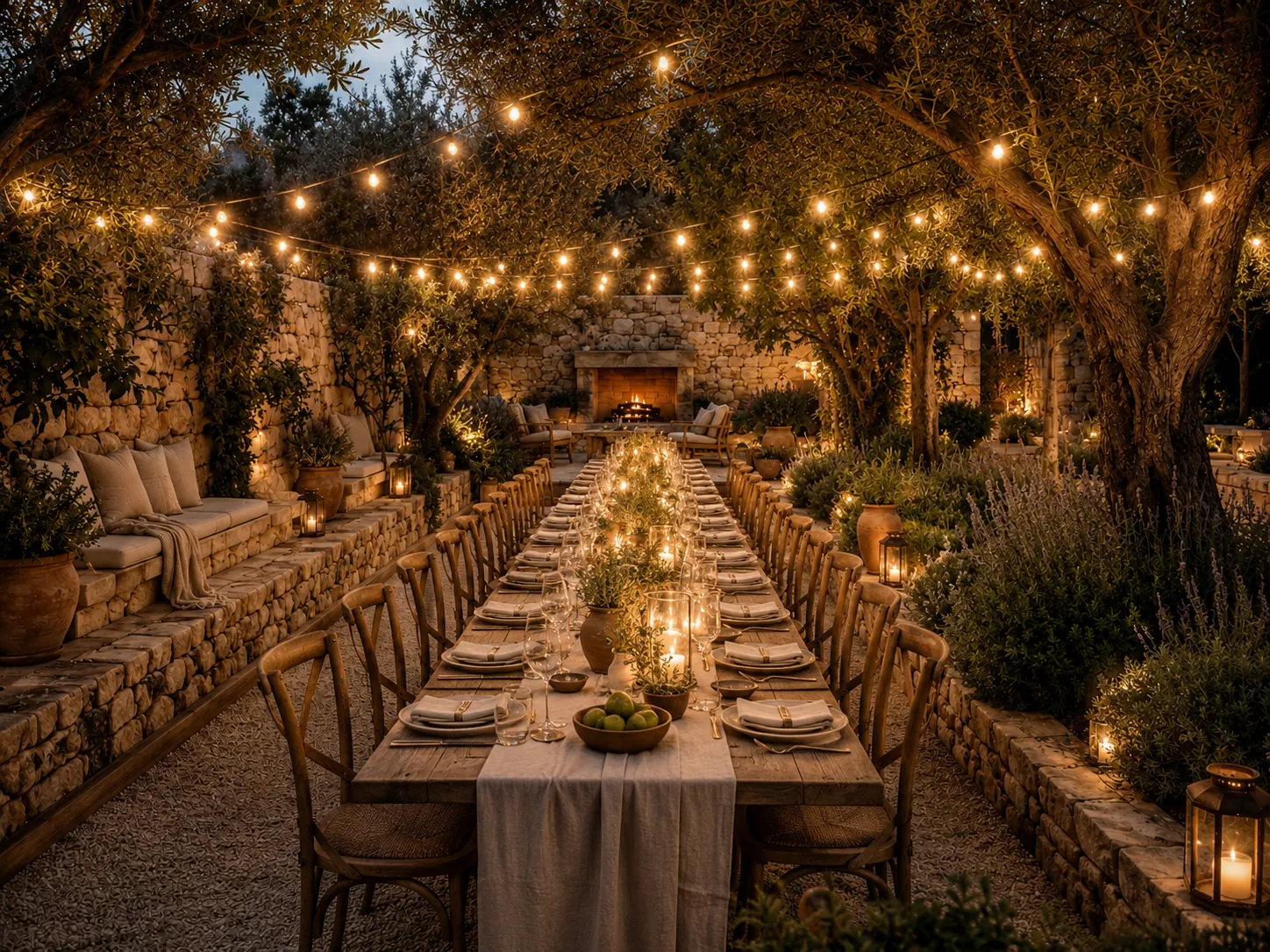 The garden table at night