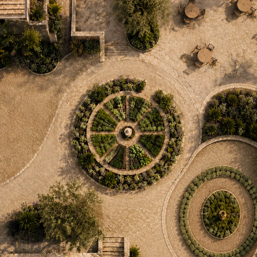 Herb garden from above