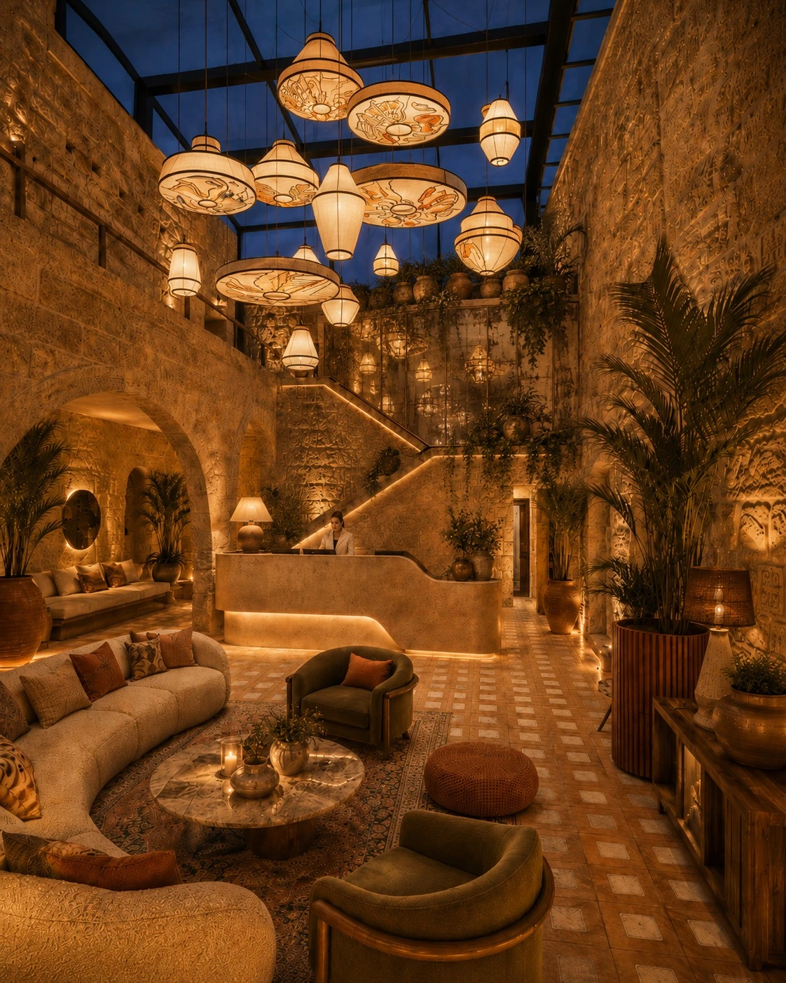 Reception lounge at dusk